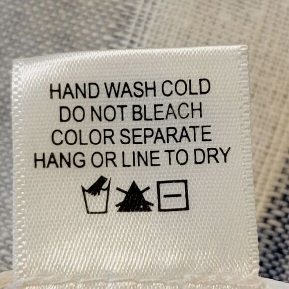 Urban Romantics Blue Striped Linen/Cotton Tiered Sleeve Keyhole Cropped Blouse M - Picture 7 of 7